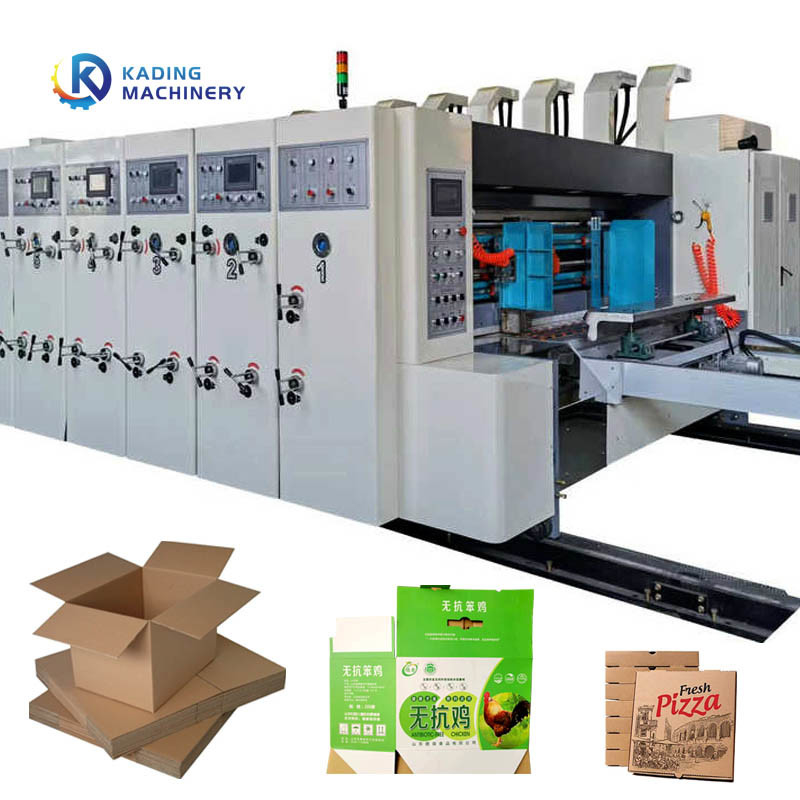 Máquina de impressão de caixa corrugada automática de alimentação de borda de chumbo para fabricação de caixas de pizza
