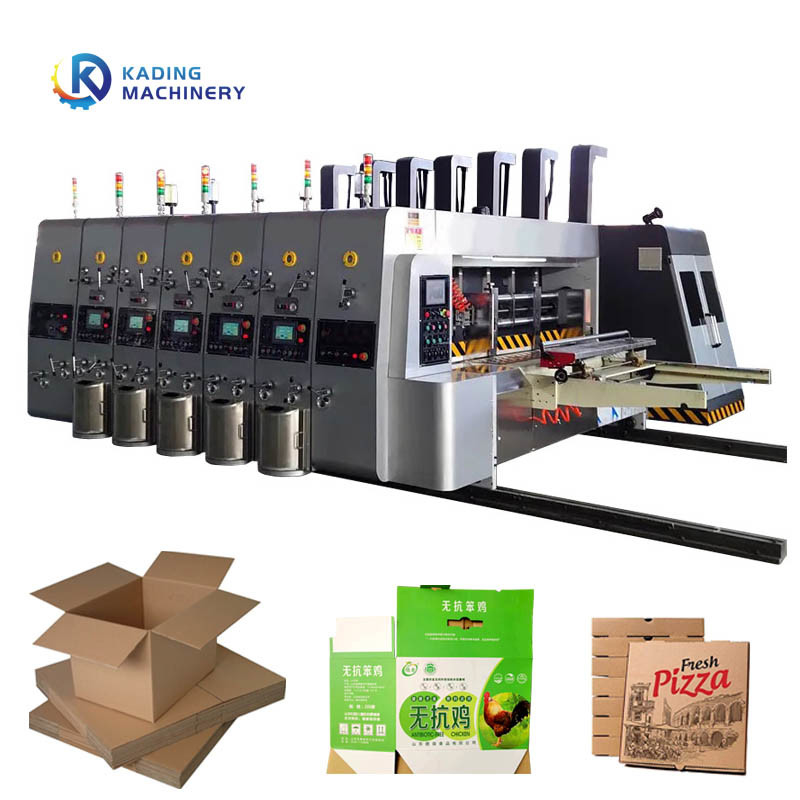 Máquina de impressão de caixa corrugada automática de alimentação de borda de chumbo para fabricação de caixas de pizza