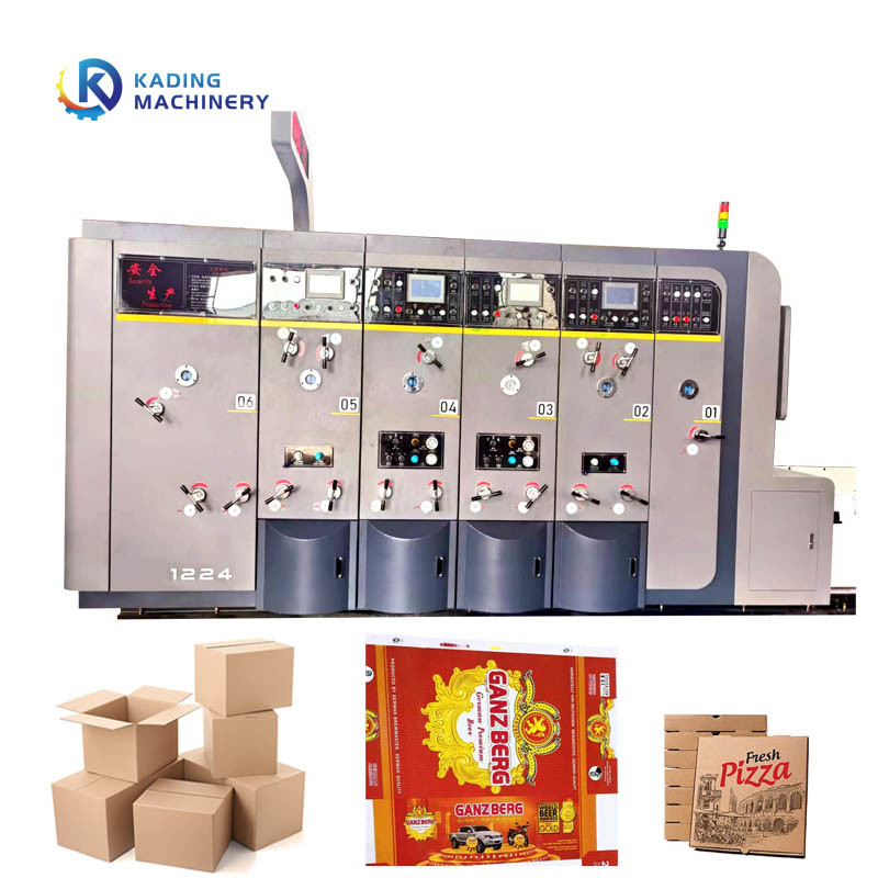 Máquina de impressão de cartão multicolor Alimentação automática de papel para caixas onduladas